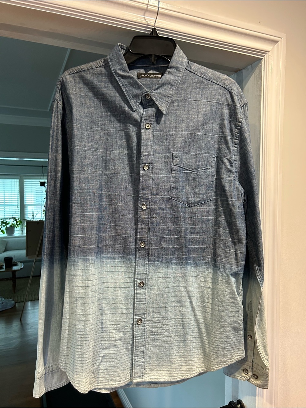 DKNY jean shirt Ombre Blue Button-Up Shirt men’s